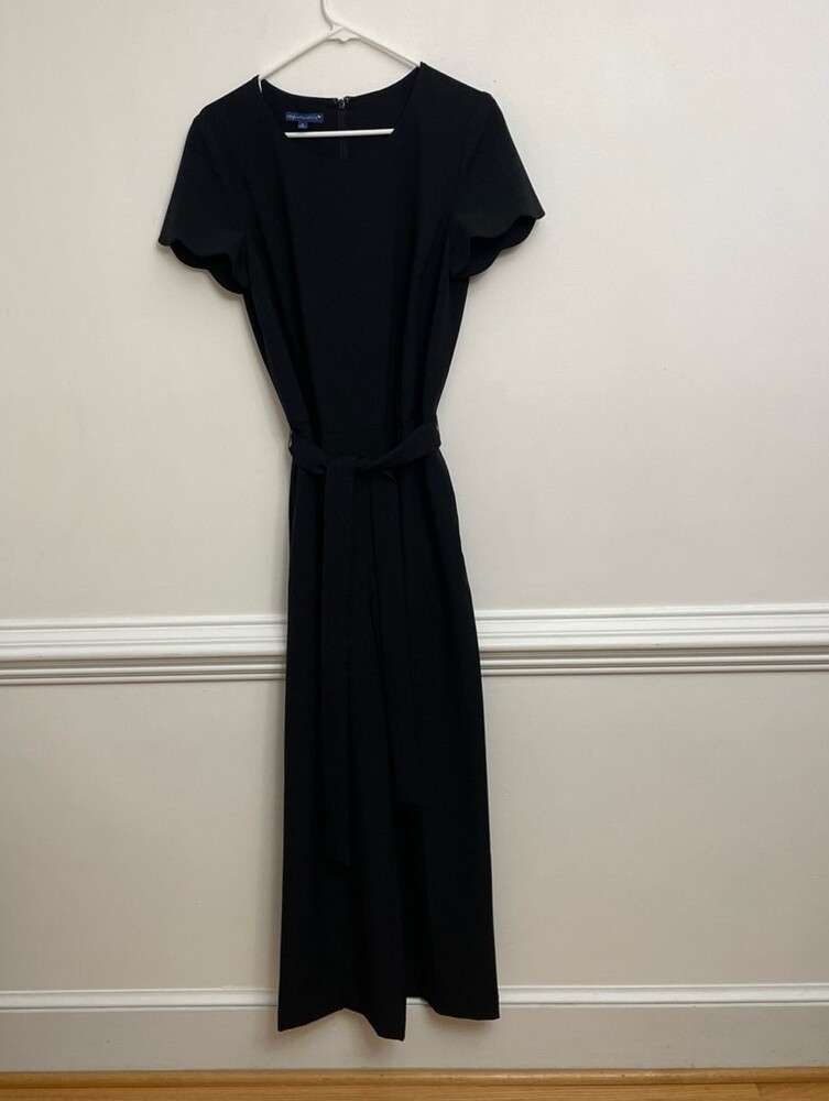 RSVP by Talbots Jumpsuit Women's 10 Black Attached Tie Waist Wide‎ Leg